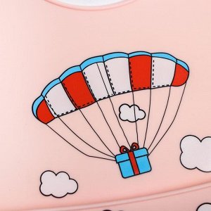 Нагрудник силиконовый «Воздушный шар», цвет розовый
