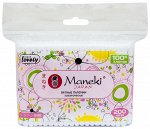 Палочки ватные гигиен. &quot;Maneki&quot; Lovely, с розовым пластиковым стиком, в zip-пакете,200шт