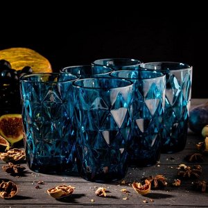 Стаканы стеклянные Magistro «Круиз», 350 мл, 8?12,5 см, 6 шт, цвет синий