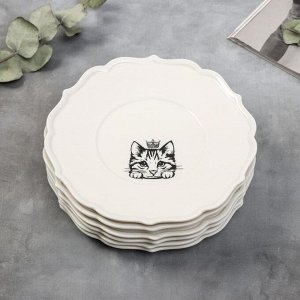 Набор тарелок «Кошка», 20 см, белые, 6 шт