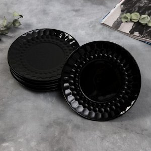 Набор тарелок полигонал «Чёрные», 20 см, 6 шт