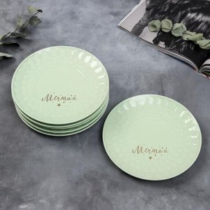 Набор тарелок полигонал «Мечтай», 20 см, зелёные, 6 шт