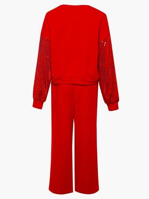 Комплект: свитшот укороченный и брюки кюлоты с завышенной талией  Цвет:красный