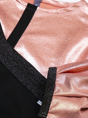 Комплект: свитшот укороченный и юбка прямого силуэта  Цвет:пудра/черный
