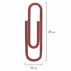 Скрепки BRAUBERG, 28 мм, цветные, 100 шт., в пластиковой коробке, 221111