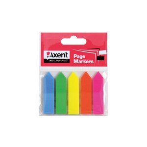 Закладки пластиковые Axent 2440-02-A, 5х12х50 мм, 125 штук, неоновые цвета