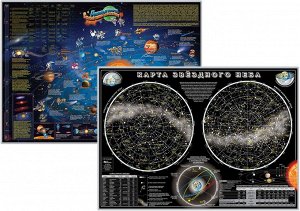 Детская карта Солнечной системы и Звездное небо (настольная)