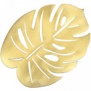 Салфетка декоративная "Лист" 30х40см ПВХ, золото (Китай)