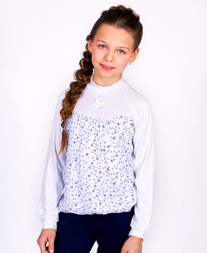 Белая школьная блузка для девочки 79383-ДШ18