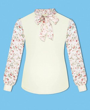 Молочная блузка для девочки с шифоном 80921-ДШ19