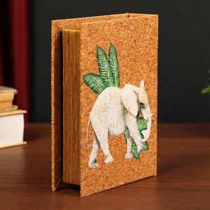 Шкатулка-книга дерево кожзам под пробку "Индийский слон" 18х13х4 см