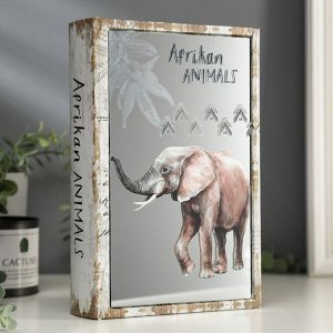 Шкатулка-книга дерево кожзам "Животные Африки" зеркало 26х17,5х5 см