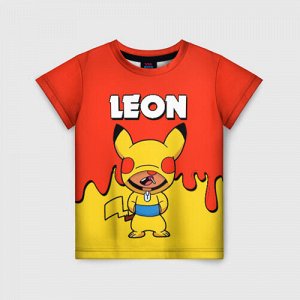 Детская футболка 3D «Brawl Stars Leon Pikachu»