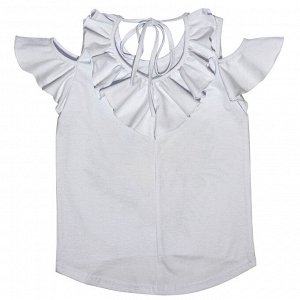 Блузка Блузка украшена модным принтом. Оригинальный покрой. Материал:  95% хлопок, 5% лайкра, кулирка с лайкрой Размеры:  32, 34, 36
Цвет - Белый