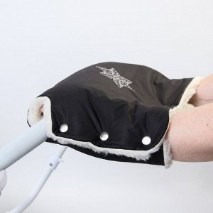 Муфта для рук на санки или коляску «Снежинка» меховая, на кнопках , цвет чёрный