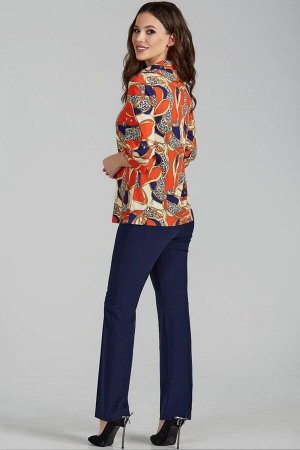 Блуза Teffi style 1419 оранжевый+цепи