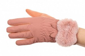 Стильные перчатки женские зимние с мехом, цвет розовый