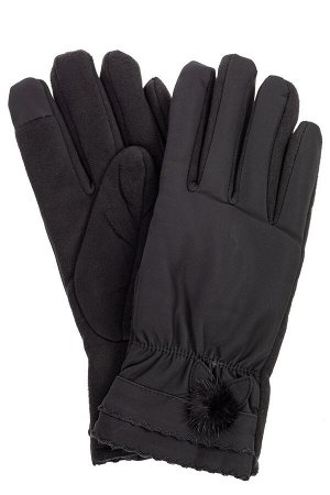 Классические перчатки женские с мехом, цвет черный