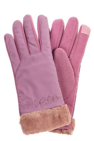 Классические перчатки женские с мехом, цвет фиолетовый