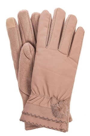 Классические перчатки женские с мехом, цвет бежевый