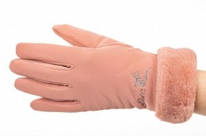 Теплые перчатки женские с эффектом патины, цвет розовый