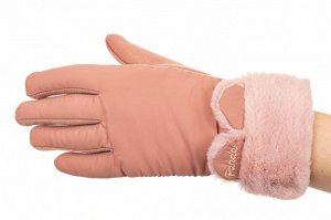 Элегантные перчатки женские зимние с мехом, цвет розовый