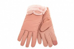 Элегантные перчатки женские зимние с мехом, цвет розовый