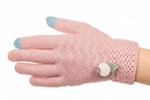 Перчатки женские шерстяные с Touch Screen, цвет розовый