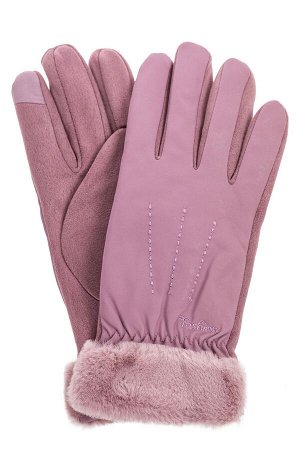 Комбинированные перчатки женские на холода, цвет сиреневый