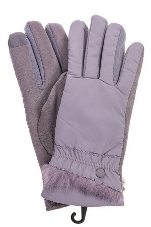 Классические перчатки женские с мехом, цвет серый