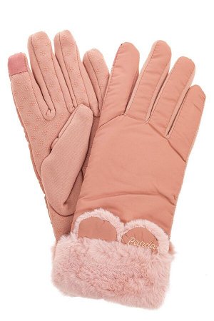 Перчатки женские с искусственным мехом, цвет розовый