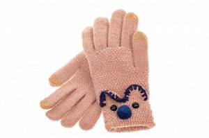 Забавные вязаные перчатки женские с Touch Screen, цвет пудра