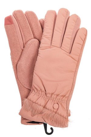Классические перчатки женские с мехом, цвет пыльная роза