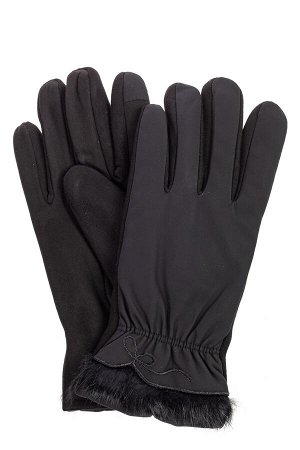 Перчатки женские с искусственным мехом, цвет черный