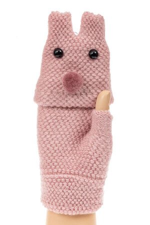 Перчатки без пальцев женские, митенки вязаные, цвет розовый