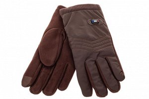 Качественные комбинированные перчатки мужские, цвет коричневый