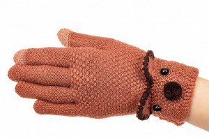 Забавные вязаные перчатки женские с Touch Screen, цвет коричневый