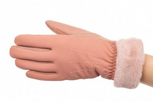 Комбинированные перчатки женские на холода, цвет розовый