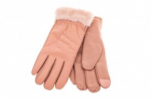 Комбинированные перчатки женские на холода, цвет розовый