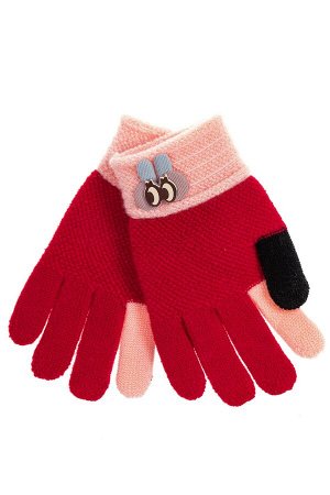 Детские перчатки,вязаные, цвет малиновый с розовым