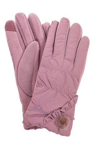 Перчатки женские зимние с мехом, цвет розовый
