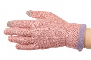 Перчатки женские вязаные с Touch Screen, цвет розовый