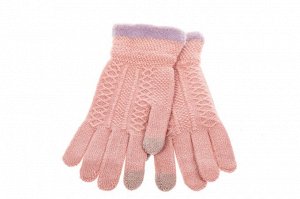 Перчатки женские вязаные с Touch Screen, цвет розовый