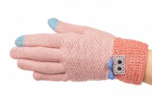 Шерстяные перчатки женские с Touch Screen, цвет бежево-розовый