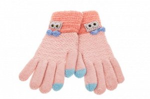 Шерстяные перчатки женские с Touch Screen, цвет бежево-розовый