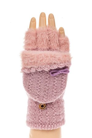 Перчатки без пальцев женские, митенки с ангорой, цвет розовый