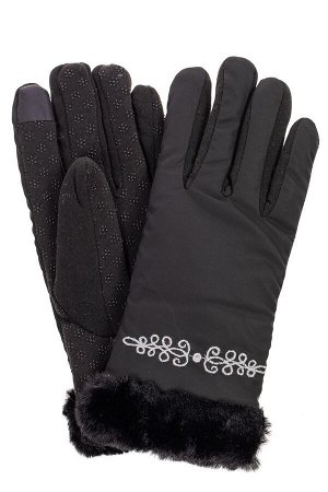 Классические перчатки женские с мехом, цвет черный