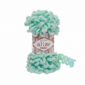 Пряжа Ализе Пуффи Alize Puffy цвет №19 светло-бирюзовый