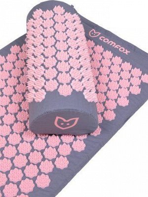 Набор массажный коврик и валик Comfox серо-розовый