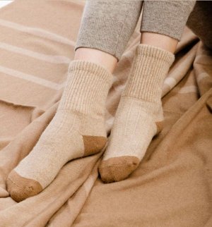 Шерстяные носки 70%, Монголия  (37-39, бежевый/рыжий)